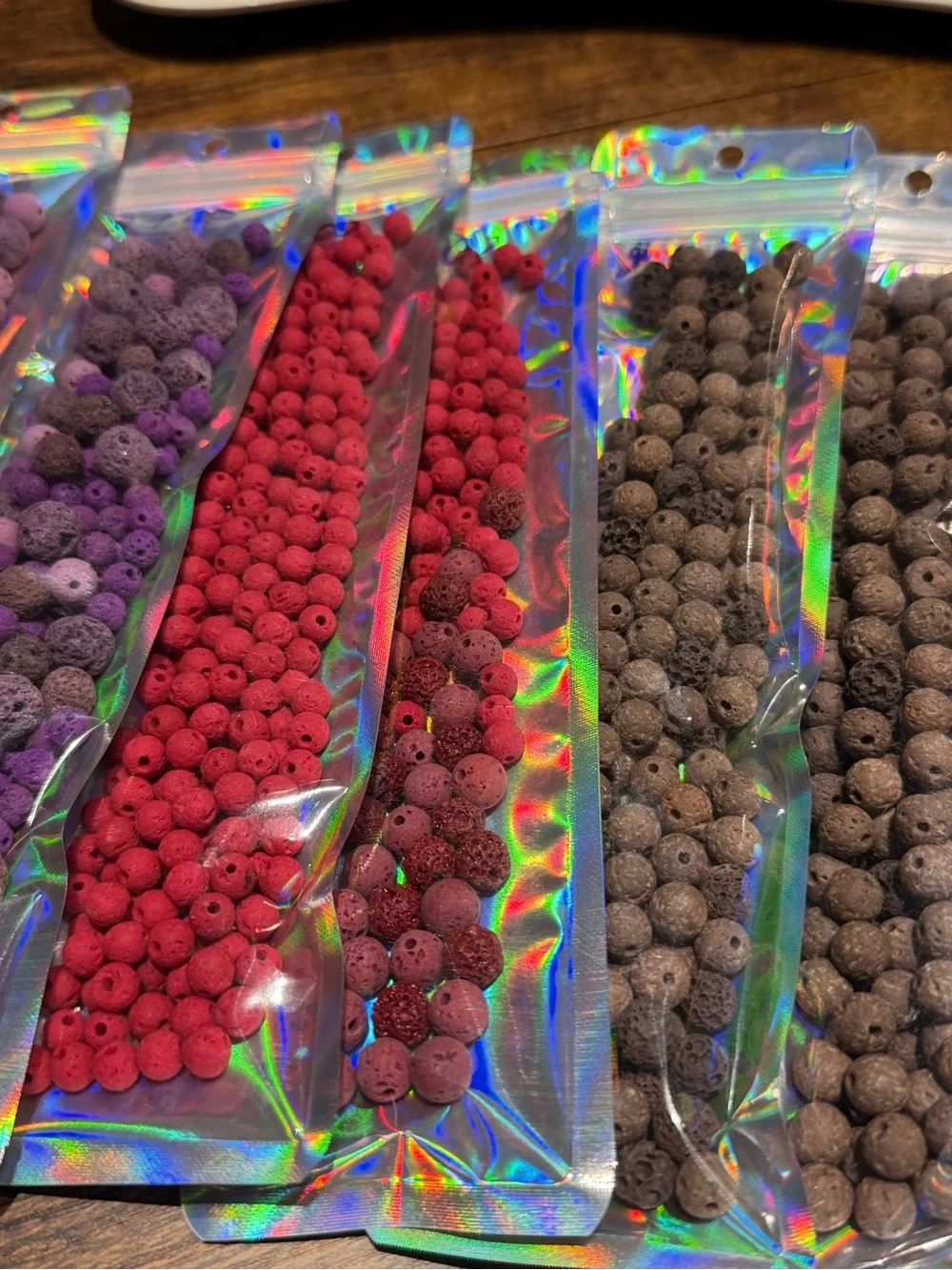 Bulk lot of Red, Brown and white lava beads for jewelry making